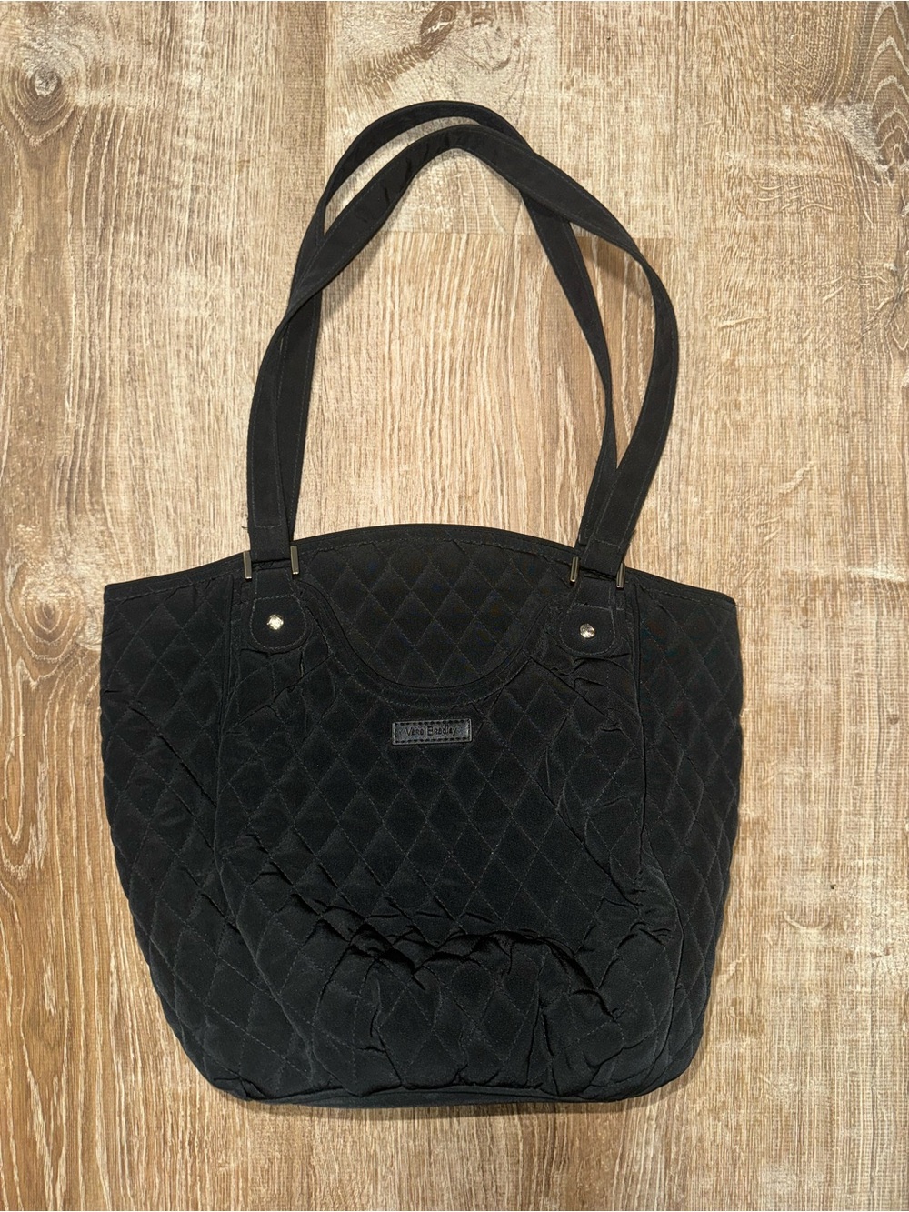 Vera Bradley Quilted Black Tote Bag with Double Shoulder Straps